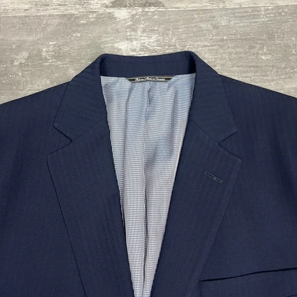 Jack Victor Solid Navy Blue on Navy Blue Pinstripe Suit 41R - Picture 2 of 12